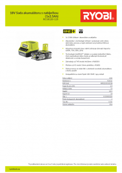 RYOBI RC18120-125 18V Sada akumulátoru s nabíječkou (1x2.5Ah) 5133003359 A4 PDF