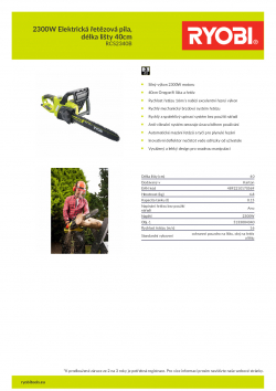 RYOBI RCS2340B 2300W Elektrická řetězová pila, délka lišty 40cm 5133004340 A4 PDF