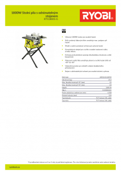 RYOBI RTS1800S-G 1800W Stolní pila s odnimatelným stojanem 5133002221 A4 PDF
