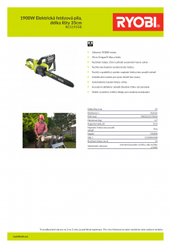 RYOBI RCS1935B 1900W Elektrická řetězová pila, délka lišty 35cm 5133004338 A4 PDF