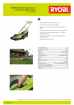RYOBI RLM15E36H 1500W Elektrická sekačka na trávu, šířka záběru 36cm 5133002345 A4 PDF