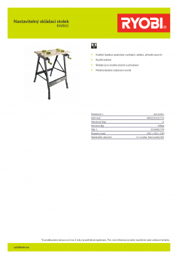 RYOBI RWB01 Nastavitelný skládací stolek 5133001778 A4 PDF
