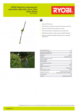 RYOBI RPT4545M 450W Elektrický teleskopický plotostřih, délka lišty 45cm, šířka střihu 20mm 5133002226 A4 PDF