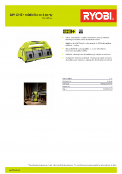 RYOBI RC18627 18V ONE+ nabíječka se 6 porty 5133002630 A4 PDF