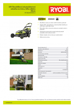 RYOBI RY18LMX40A 18V Bezuhlíková akumulátorová sekačka na trávu, šířka záběru 40cm 5133004584 A4 PDF