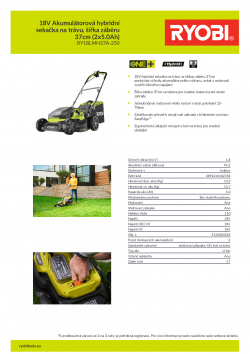 RYOBI RY18LMH37A 18V Akumulátorová hybridní sekačka na trávu, šířka záběru 37cm (2x5.0Ah) 5133004583 A4 PDF