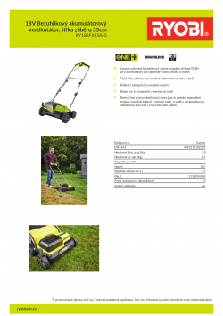 RYOBI RY18SFX35A 18V Bezuhlíkový akumulátorový vertikutátor, šířka záběru 35cm 5133004548 A4 PDF