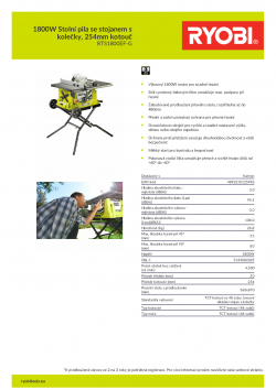 RYOBI RTS1800EF 1800W Stolní pila se stojanem s kolečky, 254mm kotouč 5133002025 A4 PDF