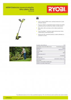 RYOBI RLT6130 600W Elektrická strunová sekačka, šířka záběru 30cm 5133003641 A4 PDF