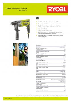 RYOBI RPD1200 1200W Příklepová vrtačka 5133002067 A4 PDF