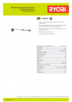 RYOBI RY36ELTX33A 36V Akumulátorová strunová sekačka Expand-it 5133004547 A4 PDF