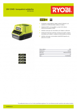 RYOBI RC18120 18V ONE+ kompaktní nabíječka 5133002891 A4 PDF