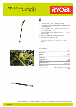 RYOBI RPP755E 750W Elektrická prořezávací pila, délka lišty 25cm 5133002321 A4 PDF