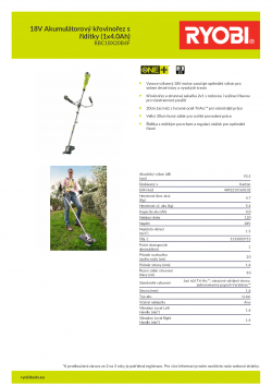 RYOBI RBC1820B 18V Akumulátorový křovinořez s řidítky (1x4.0Ah) 5133003713 A4 PDF