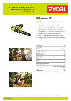 RYOBI RY36CSX35A 36V Bezuhlíková akumulátorová řetězová pila 35cm (1x6.0Ah) 5133004623 A4 PDF