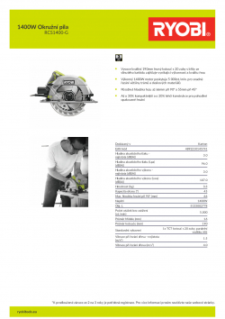 RYOBI RCS1400 1400W Okružní pila 5133002778 A4 PDF