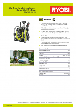 RYOBI RPW36120HI 36V Bezuhlíkový akumulátorový tlakový čistič (1x4.0Ah) 5133004298 A4 PDF