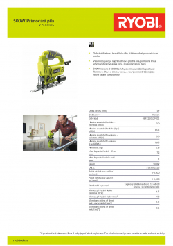 RYOBI RJS720 500W Přímočará pila 5133002223 A4 PDF