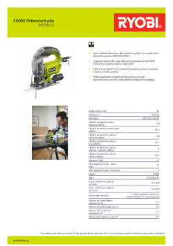 RYOBI RJS750 500W Přímočará pila 5133002215 A4 PDF