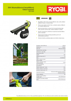 RYOBI RBV36B 36V Akumulátorový bezuhlíkový fukar/vysavač 5133002524 A4 PDF