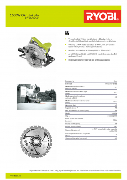 RYOBI RCS1600 1600W Okružní pila 5133002779 A4 PDF