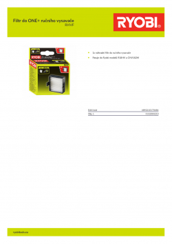 RYOBI RHVF Filtr do ONE+ ručního vysavače 5132004210 A4 PDF