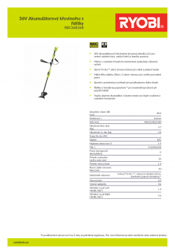 RYOBI RBC36X26B 36V Akumulátorový křovinořez s řídítky 5133002405 A4 PDF