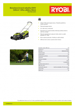 RYOBI RLM46160S Benzínová travní sekačka OHV 160cm³, šířka záběru 46cm 5133004344 A4 PDF