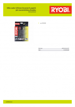 RYOBI RO125 10ks sada 125mm brusných papírů pro excentrickou brusku 5132002608 A4 PDF