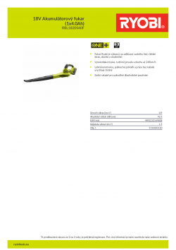 RYOBI RBL1820S 18V Akumulátorový fukar (1x4.0Ah) 5133004180 A4 PDF