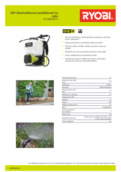 RYOBI RY18BPSA 18V Akumulátorový postřikovač na záda 5133004573 A4 PDF