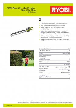 RYOBI RHT6160RS 600W Plotostřih, délka lišty 60cm, šířka střihu 28mm 5133003645 A4 PDF