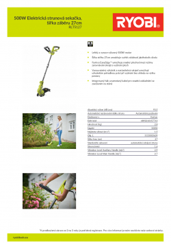 RYOBI RLT5127 500W Elektrická strunová sekačka, šířka záběru 27cm 5133003639 A4 PDF