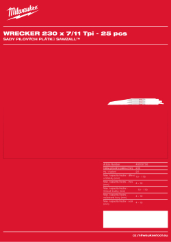 MILWAUKEE WRECKER 230 x 7/11 Tpi - 25 ks 48008706 A4 PDF