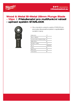 MILWAUKEE Univerzální bimetalový nůž 28 mm pro ponorné řezy zaručuje dlouhou životnost 48906034 A4 PDF