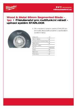 MILWAUKEE Univerzální segmentový kotouč pro srovnávací řezy s průměrem 85 mm 48906038 A4 PDF