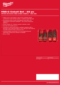 MILWAUKEE Sada vrtáků RED COBALT HSS-Ground 25 ks 4932493868 A4 PDF