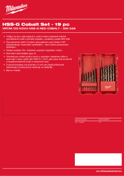 MILWAUKEE Sada vrtáků RED COBALT HSS-Ground 19 ks 4932493867 A4 PDF