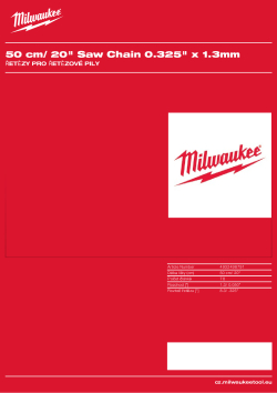 MILWAUKEE 50 cm/20˝ pilový řetěz 0,325˝ x 1,3 mm 4932498791 A4 PDF