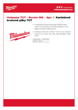 MILWAUKEE Aretační šroub M3 pro děrovky s tvrdokovovými zuby 4932479061 A4 PDF