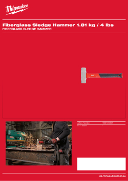 MILWAUKEE Kovářské kladivo s rukojetí ze skelných vláken 1,81kg / 4 lbs 4932498307 A4 PDF