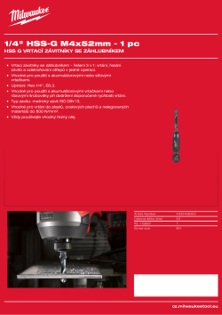 MILWAUKEE 1/4" HSS-G M4x52mm - 1 ks 4932498262 A4 PDF
