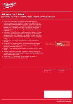 MILWAUKEE Diamond Max wet drill bits 4932498346 A4 PDF