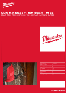 MILWAUKEE Bimetalové ponorné nože s titanovou povrchovou úpravou pro řezání měkkých kovů, šroubů, hřebíků, PVC a sádrokartonu. 48851239 A4 PDF