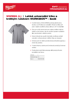 MILWAUKEE Lehké triko s krátkým rukávem WORKSKIN™ Performance - šedé 4933478196 A4 PDF