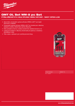 MILWAUKEE Sada multi materiál a kov (5 ks) Obsah : 1 x 48851251, 2 x 48851231, 2 x 48851241. 48859115 A4 PDF