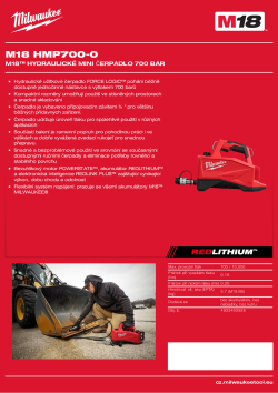 MILWAUKEE M18™ hydraulické mini čerpadlo 700 bar 4933493928 A4 PDF