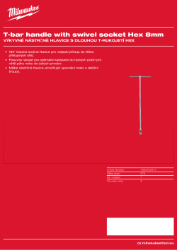 MILWAUKEE Výkyvná nástrčná hlavice s dlouhou T-rukojetí Hex 8 mm 4932492677 A4 PDF