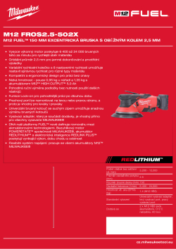 MILWAUKEE M12 FUEL™ 150 mm excentrická bruska s oběžným kolem 2,5 mm 4933493648 A4 PDF