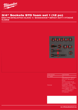 MILWAUKEE Sada 12 ks 3/4" průmyslových hlavic v pěnové vložce 4932493396 A4 PDF